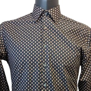 Simons Black Geometric Print Modern Fit Button Front Shirt size 15L